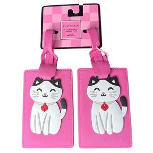Pink Cat Travel Luggage Tags Set of Two
